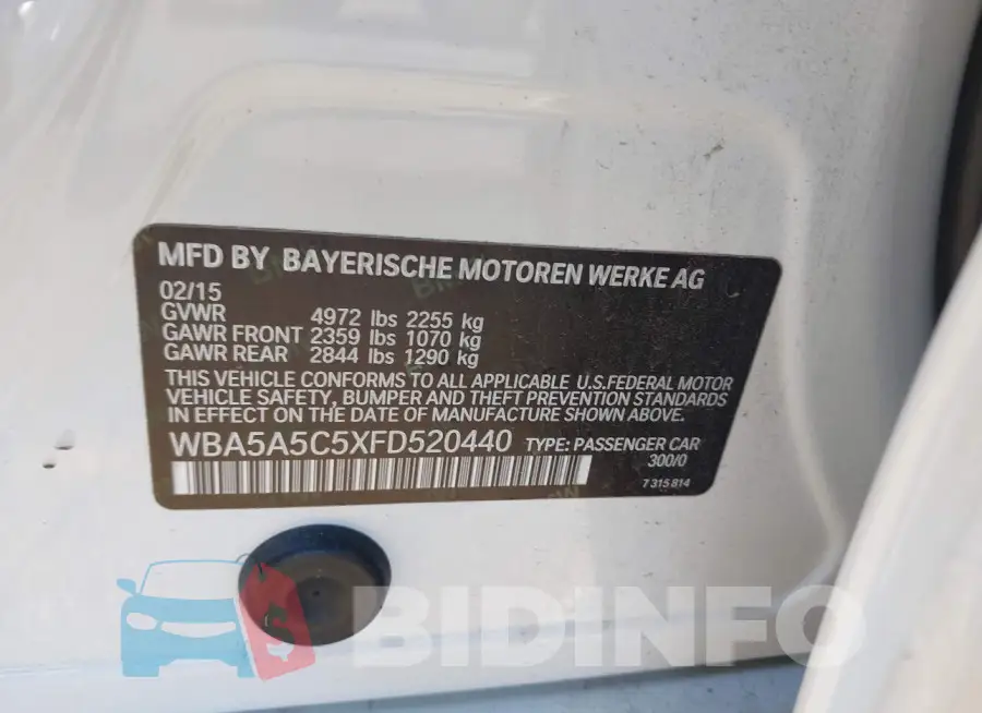 WBA5A5C5XFD520440 Photo# 9