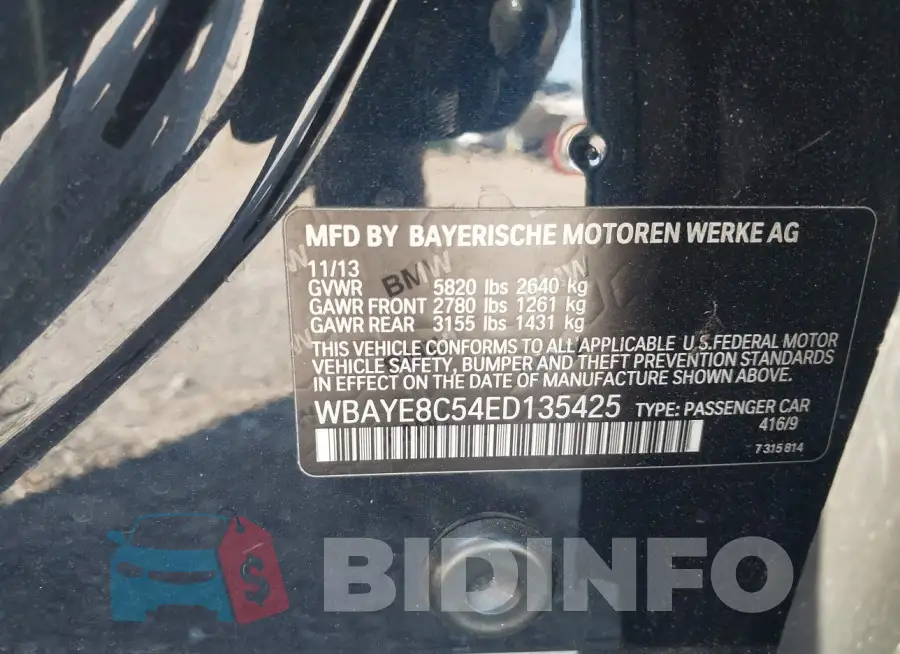 WBAYE8C54ED135425 Photo# 9