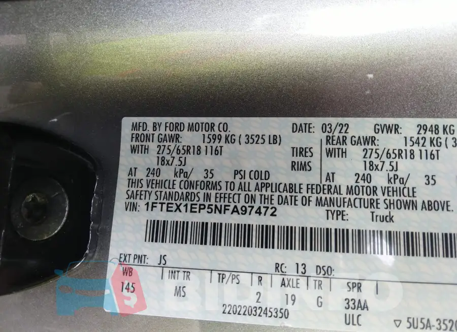 1FTEX1EP5NFA97472 Photo# 9