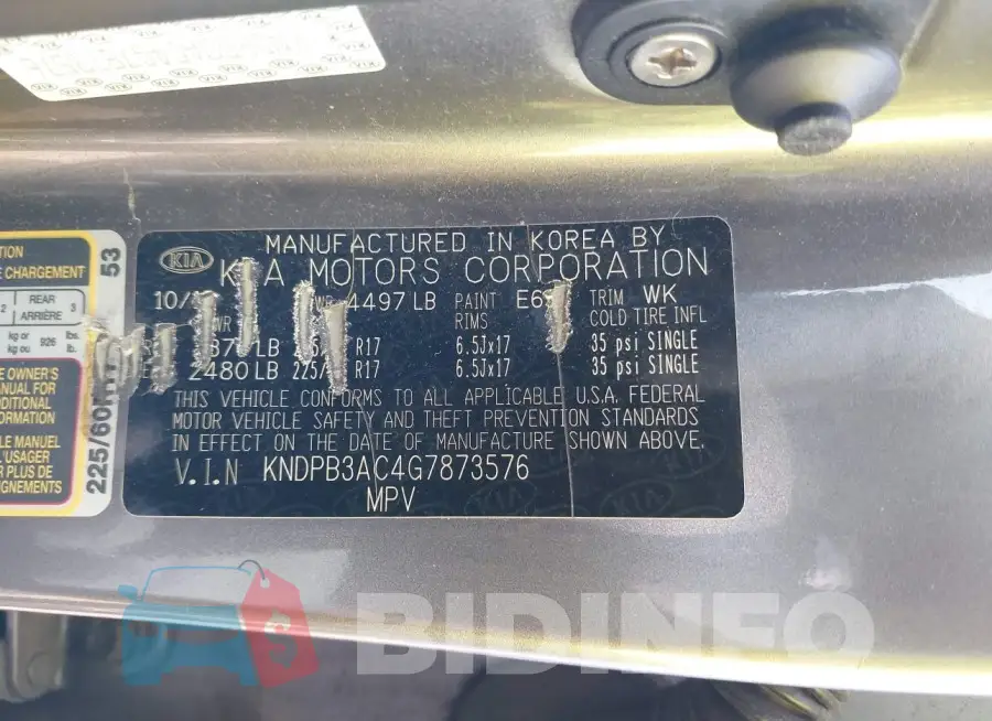 KNDPB3AC4G7873576 Photo# 9