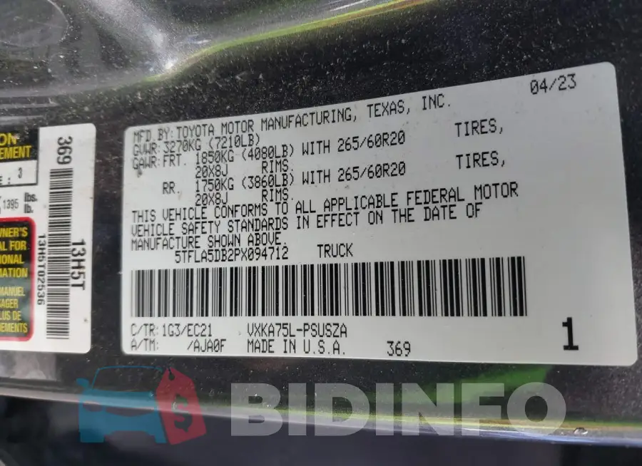 5TFLA5DB2PX094712 Photo# 9