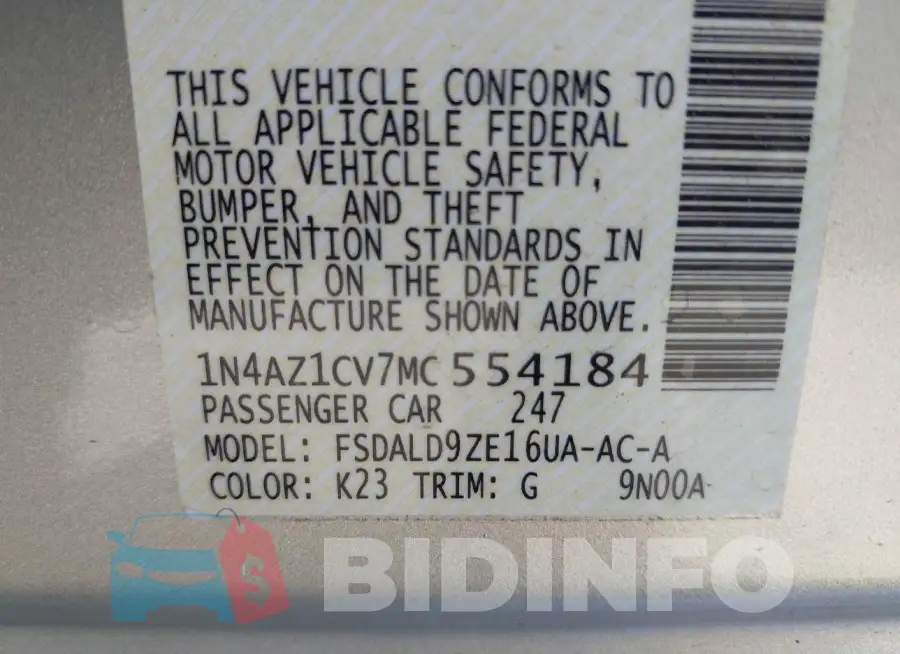 1N4AZ1CV7MC554184 Photo# 9
