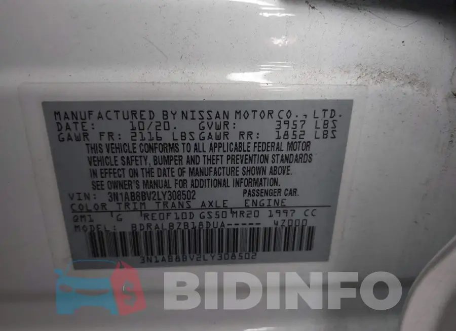 3N1AB8BV2LY308502 Photo# 9