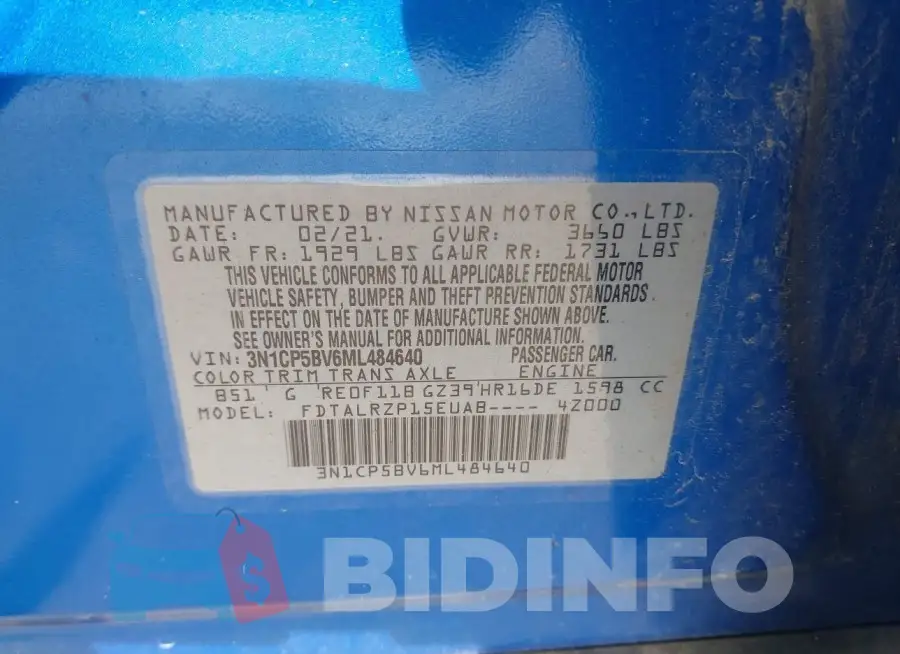 3N1CP5BV6ML484640 Photo# 9