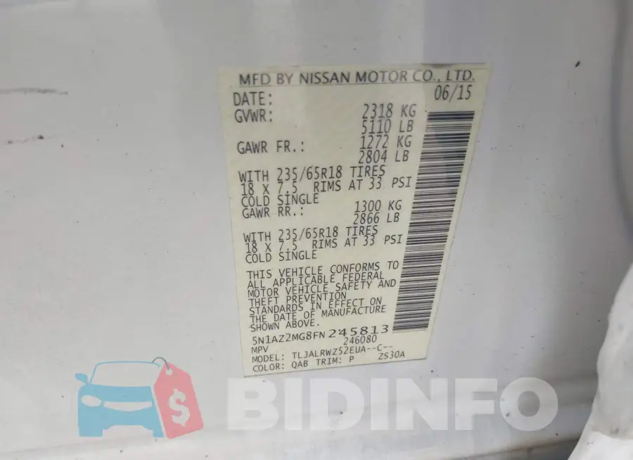 5N1AZ2MG8FN245813 Photo# 9