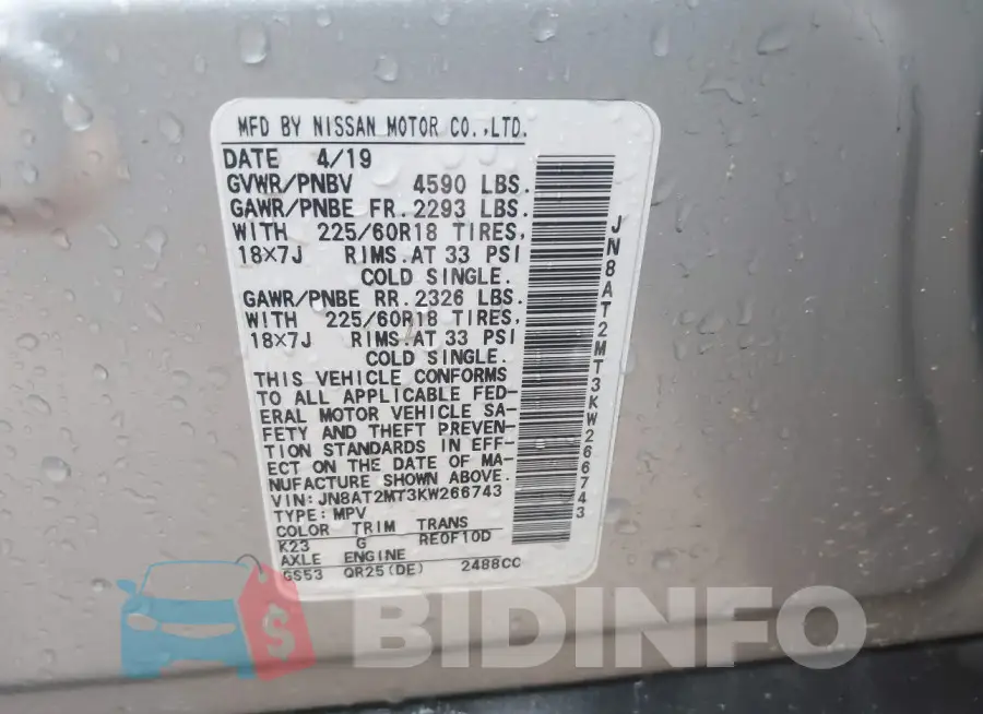 JN8AT2MT3KW266743 Photo# 9