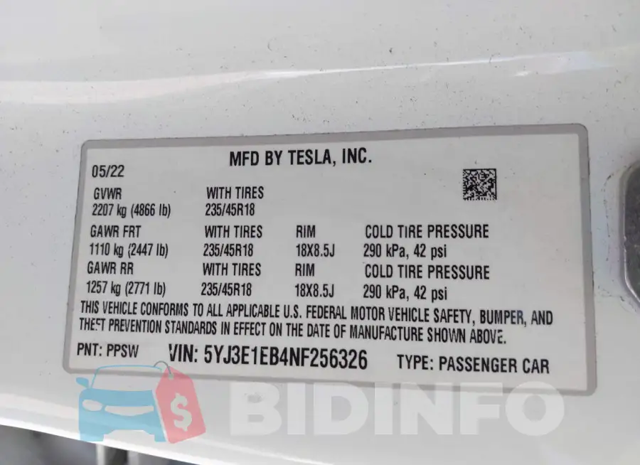 5YJ3E1EB4NF256326 Photo# 9