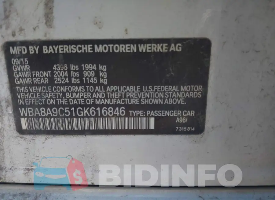 WBA8A9C51GK616846 Photo# 13