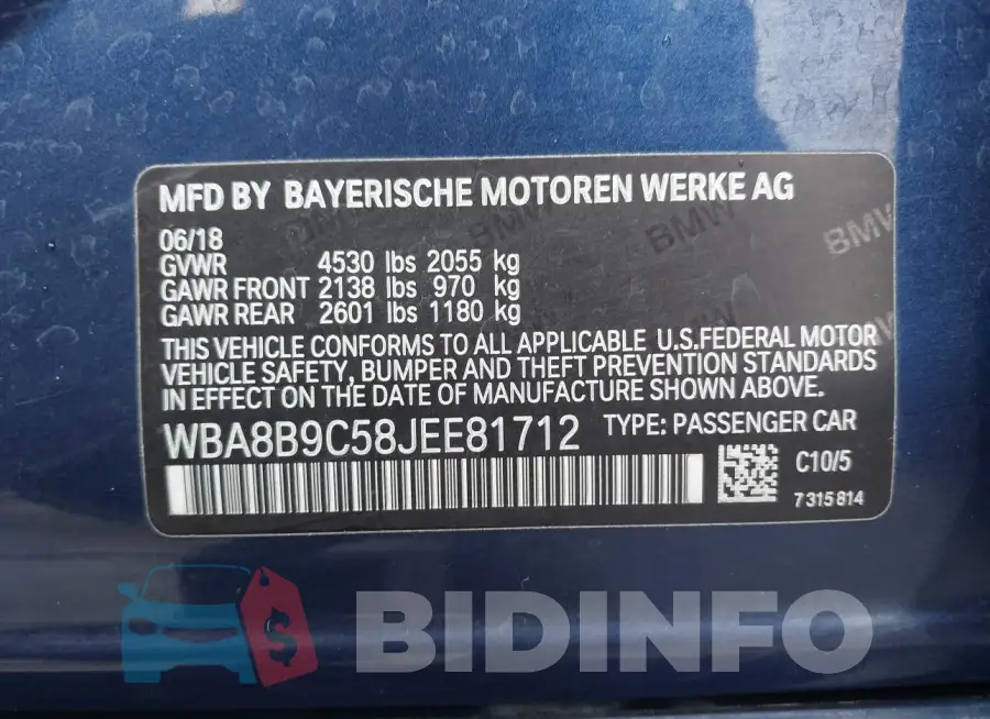 WBA8B9C58JEE81712 Photo# 9