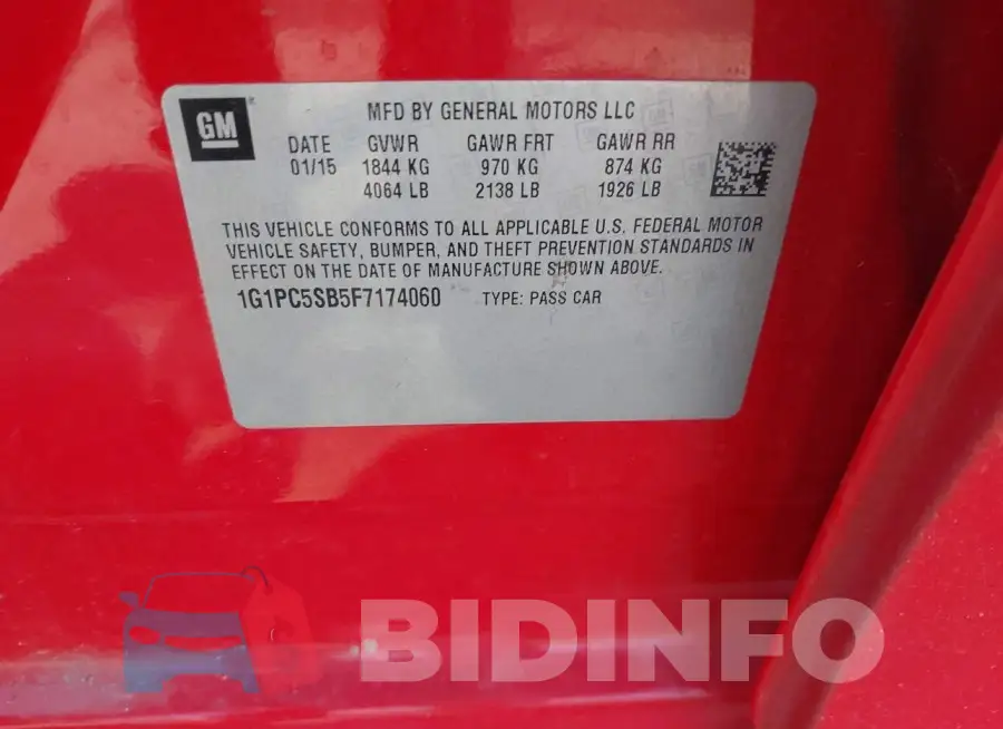 1G1PC5SB5F7174060 Photo# 9