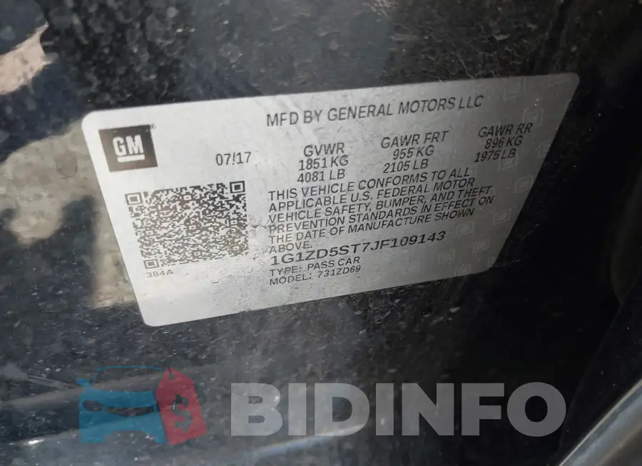 1G1ZD5ST7JF109143 Photo# 9