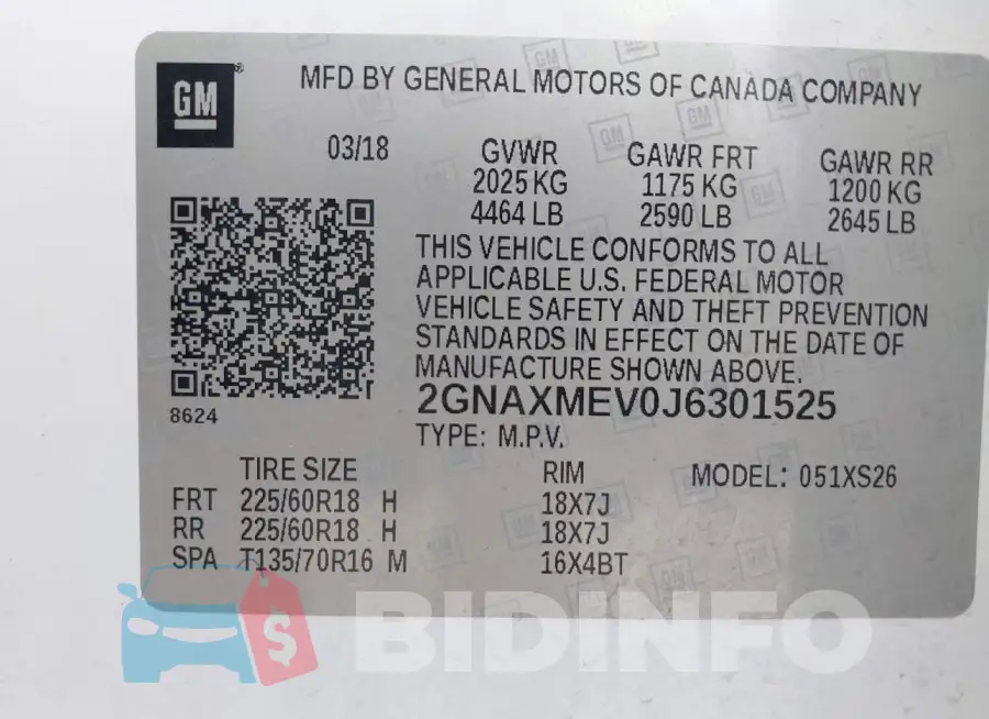 2GNAXMEV0J6301525 Photo# 9