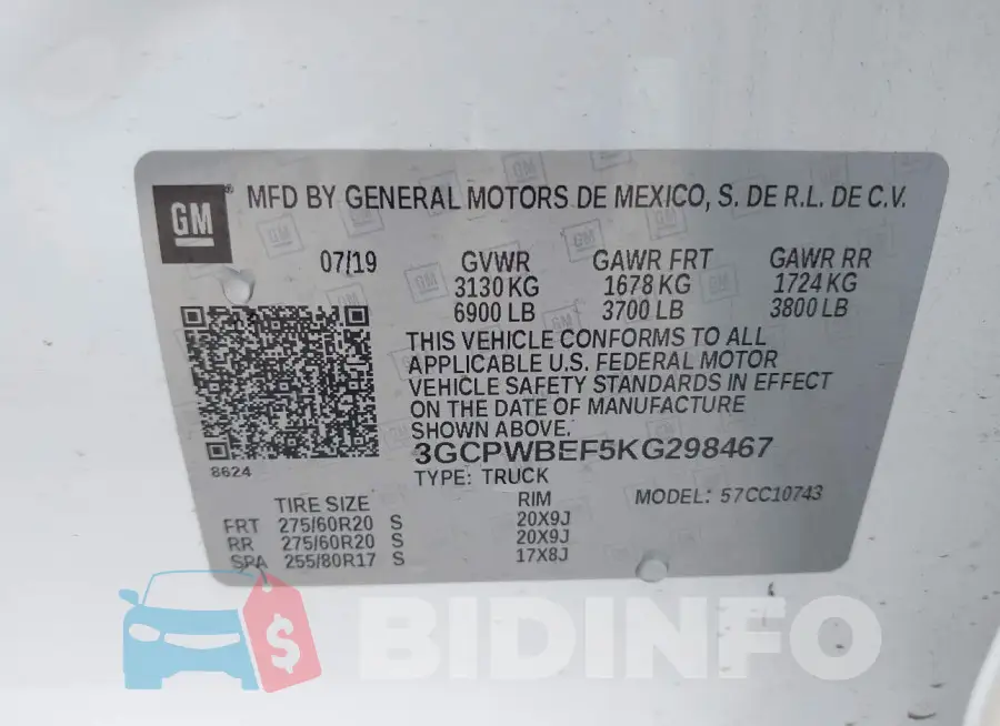 3GCPWBEF5KG298467 Photo# 9