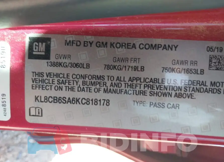 KL8CB6SA6KC818178 Photo# 9