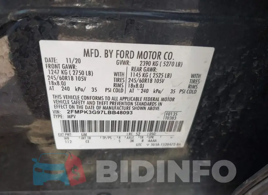 2FMPK3G97LBB48093 Photo# 9