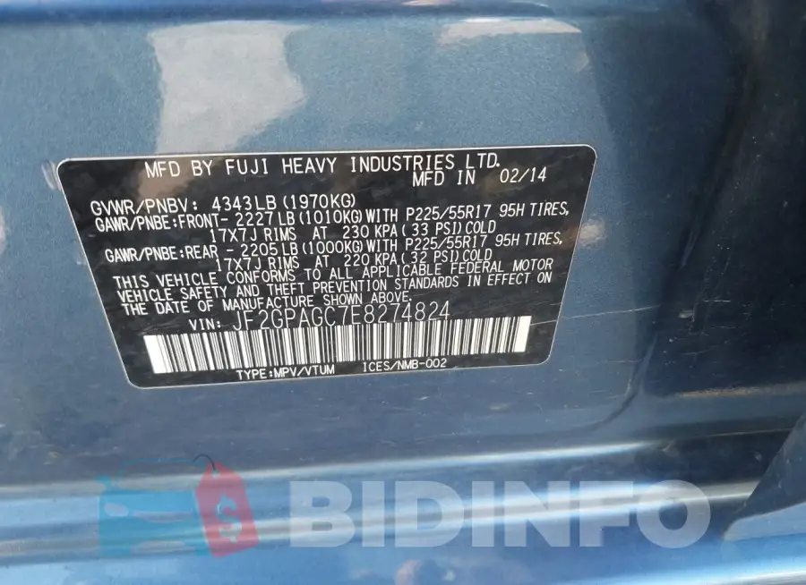JF2GPAGC7E8274824 Photo# 9