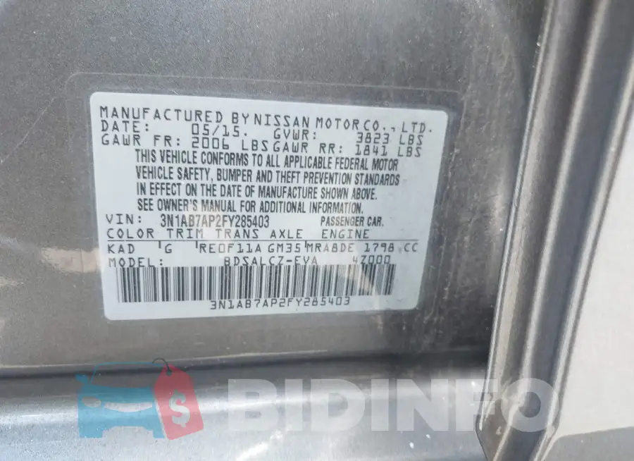 3N1AB7AP2FY285403 Photo# 9