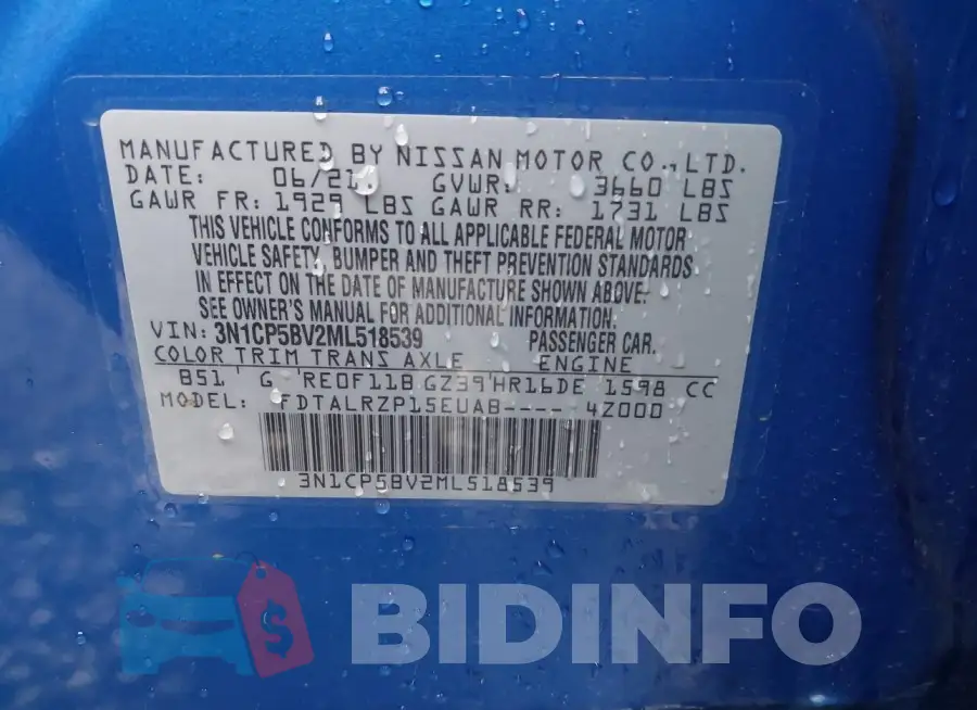 3N1CP5BV2ML518539 Photo# 9