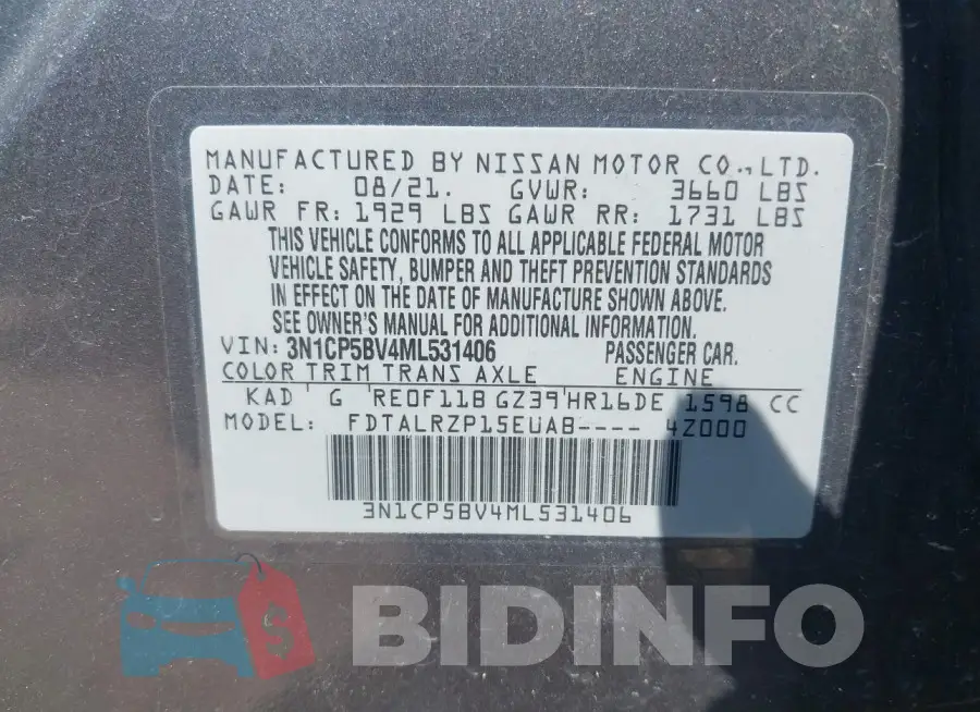 3N1CP5BV4ML531406 Photo# 9