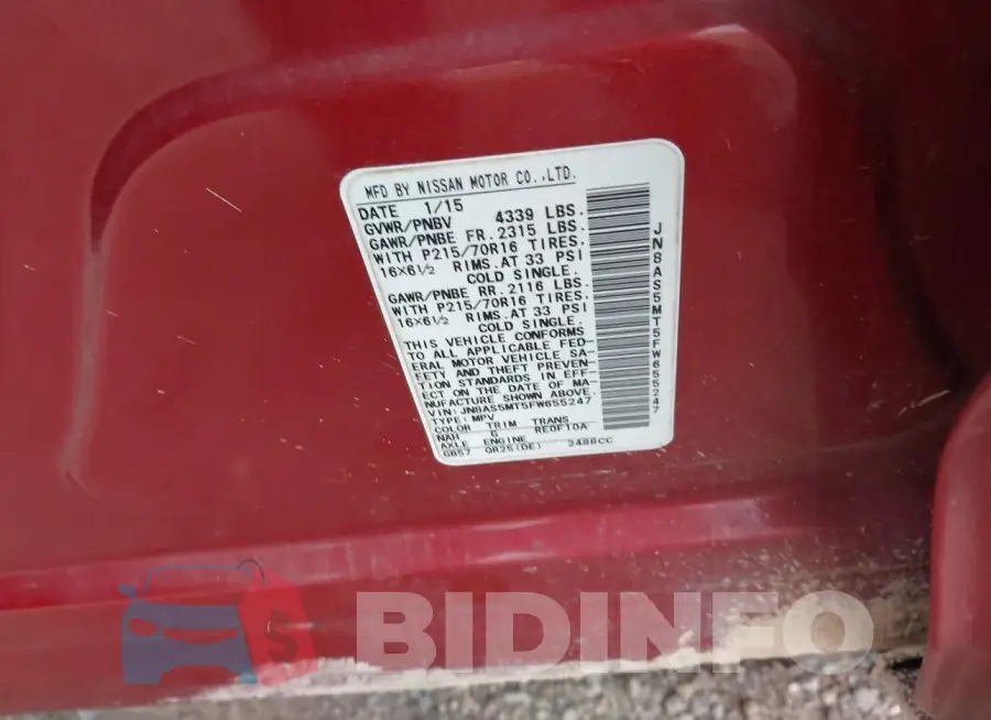 JN8AS5MT5FW655247 Photo# 9