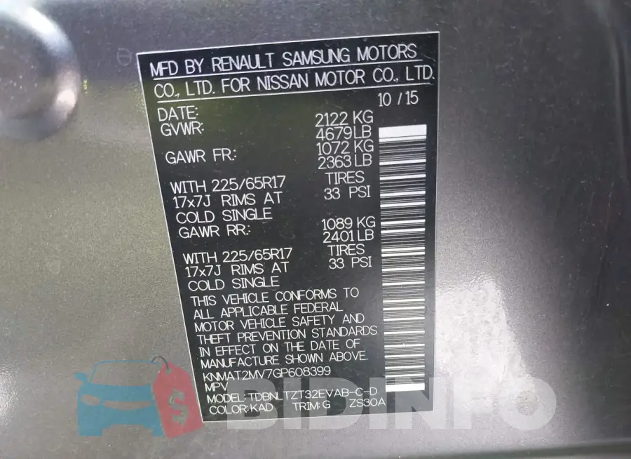 KNMAT2MV7GP608399 Photo# 9