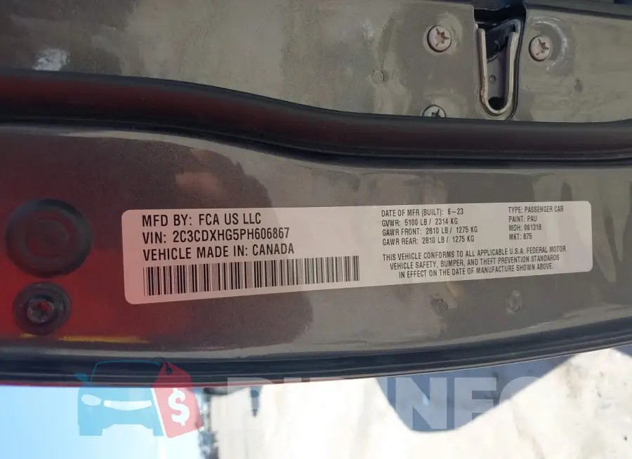 2C3CDXHG5PH606867 Photo# 9