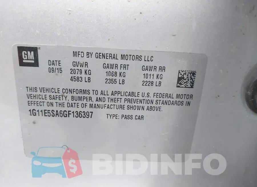 1G11E5SA6GF136397 Photo# 9
