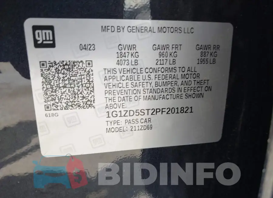 1G1ZD5ST2PF201821 Photo# 9