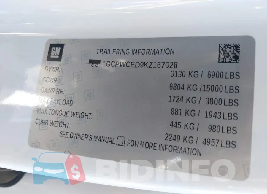 1GCPWCED9KZ167028 Photo# 9