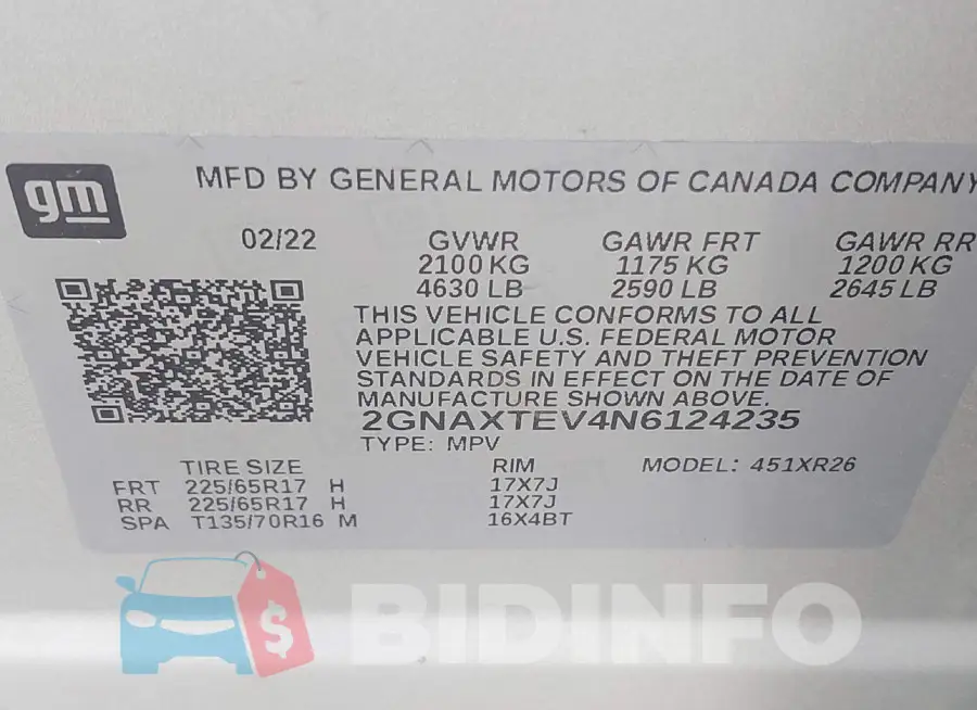 2GNAXTEV4N6124235 Photo# 9
