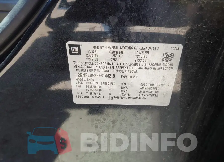 2GNFLBE32E6144218 Photo# 9