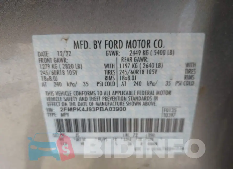 2FMPK4J93PBA03900 Photo# 9