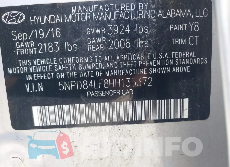 5NPD84LF8HH135372 Photo# 9