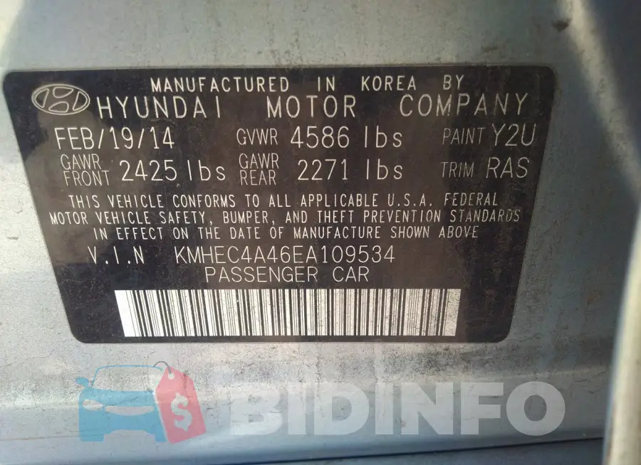 KMHEC4A46EA109534 Photo# 9