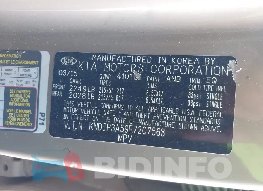 KNDJP3A59F7207563 Photo# 9