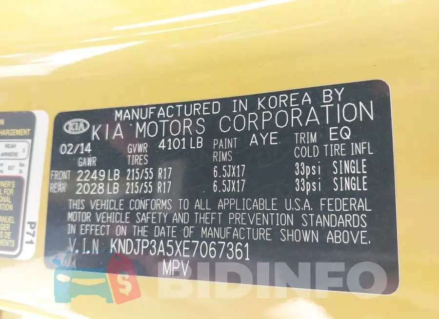 KNDJP3A5XE7067361 Photo# 9