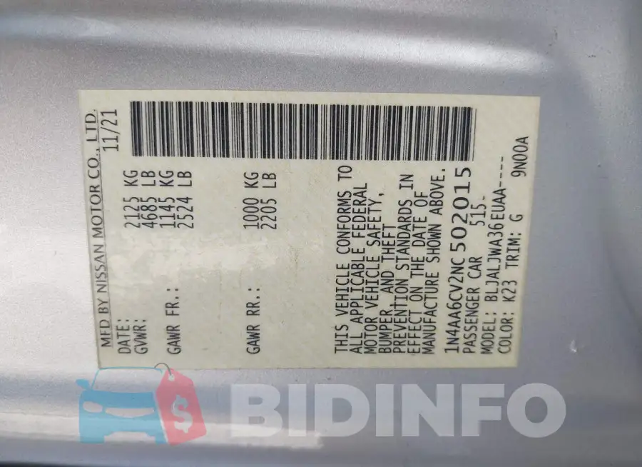 1N4AA6CV2NC502015 Photo# 9