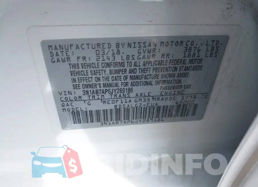 3N1AB7AP6JY289186 Photo# 9