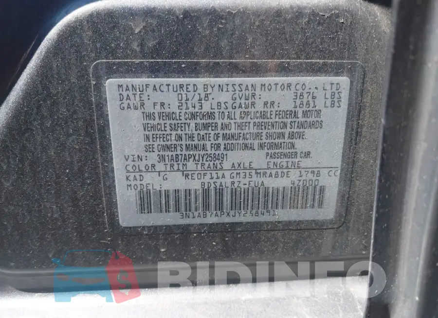 3N1AB7APXJY258491 Photo# 9