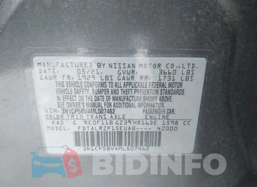3N1CP5BV4ML507462 Photo# 9
