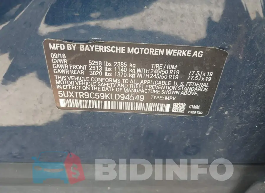 5UXTR9C59KLD94549 Photo# 9