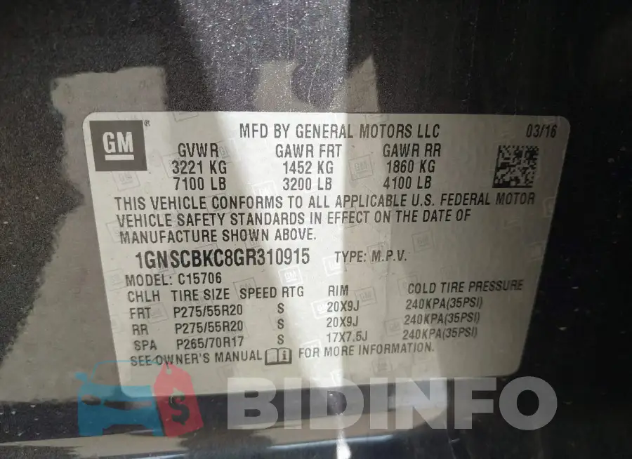 1GNSCBKC8GR310915 Photo# 9