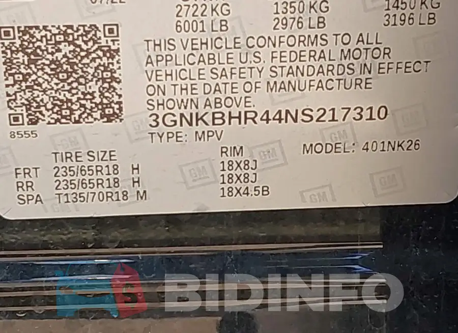 3GNKBHR44NS217310 Photo# 9