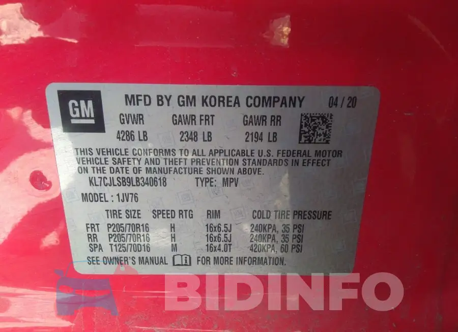 KL7CJLSB9LB340618 Photo# 9