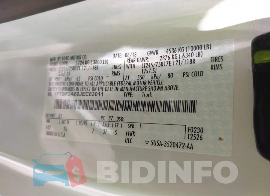 1FTBF2A60JEC83011 Photo# 9