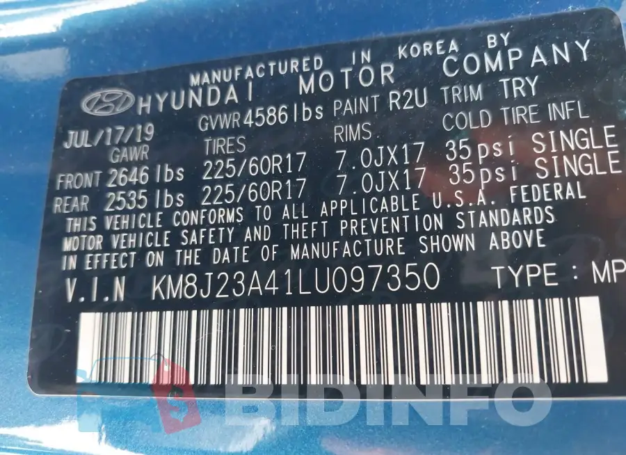 KM8J23A41LU097350 Photo# 9
