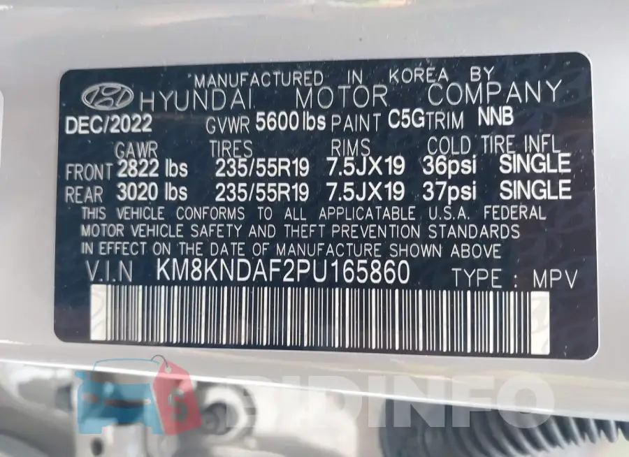 KM8KNDAF2PU165860 Photo# 9