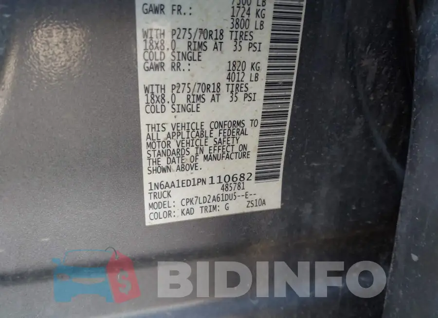 1N6AA1ED1PN110682 Photo# 9