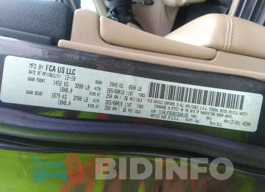 1C4RJFBG9KC608165 Photo# 9