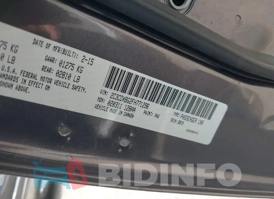 2C3CDXBG2FH771296 Photo# 9